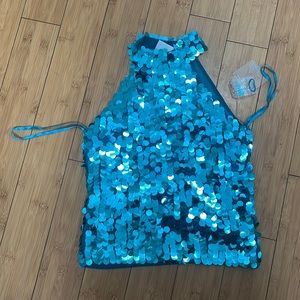 Turquoise blue sequin top, size L (fits like S/M)